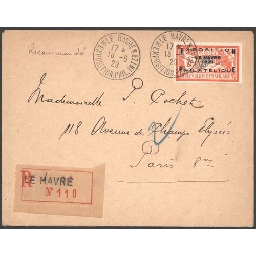 427 - 1929 Le Havre International Philatelic Exhibition 2f Optd (SG.470), used on registered cover with Ex... 