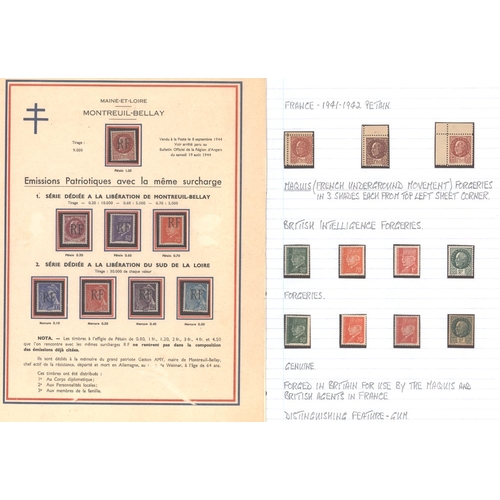 431 - 1941-42 Petain 1f.50 forgeries, four blocks of four (one with Free French h/stamp on reverse), with ... 