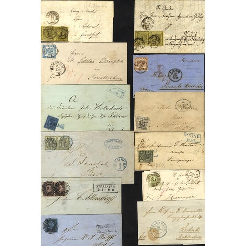 442 - Postal history small group of covers (12) with Baden 1869 9kr entire to France, 1871 7kr cover to Am... 