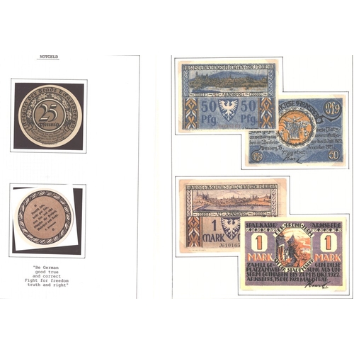 446 - Notgeld banknotes, well developed collection of different notes (84) with well executed photocopies ... 