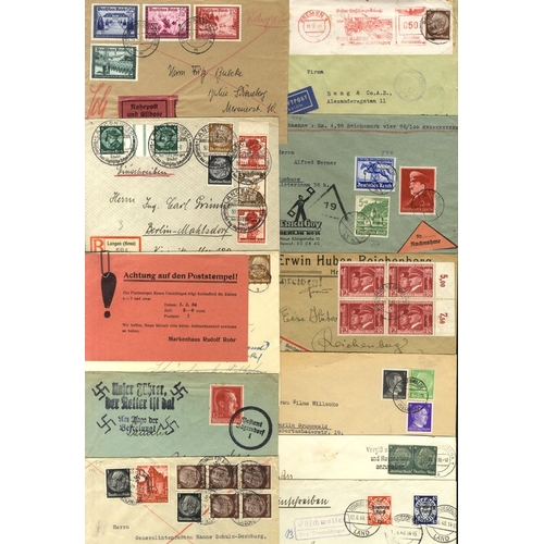 451 - THIRD REICH postal history group of covers (24) with Rohrpost (4), Eilboten (3) & cut-outs (3) and b... 