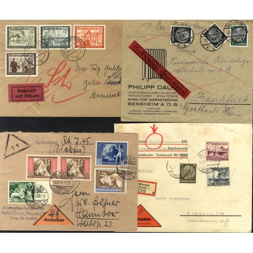 451 - THIRD REICH postal history group of covers (24) with Rohrpost (4), Eilboten (3) & cut-outs (3) and b... 