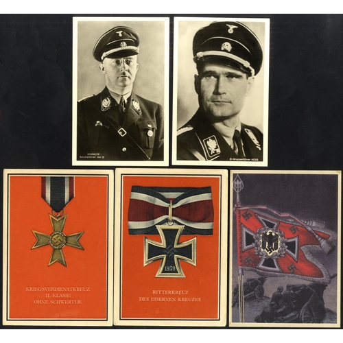 453 - THIRD REICH propaganda cards: RP cards of Hess & Himmler, soldiers with swastika flag, RP card of Re... 