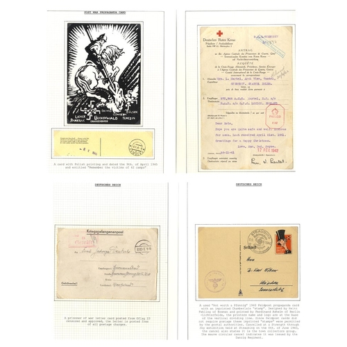 454 - THIRD REICH propaganda cards 'wert keinen pfennig' Chamberlain (2 used) & Churchill, feldpost cards ... 