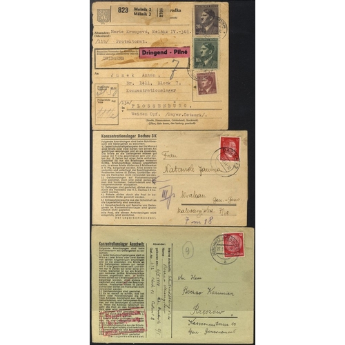 457 - WWII Concentration Camp mail - 1941-43 printed envelope or letter sheet for Auschwitz & Dachau camps... 