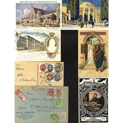 463 - 1890-1900's accumulation, noted - group of illustrated stationery cards of mostly exhibitions used w... 