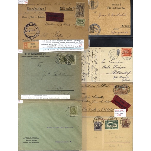 464 - c1890-1920 covers incl. piece with Hansa 2pf bisects, SG.138 uncommon single franking on express cov... 