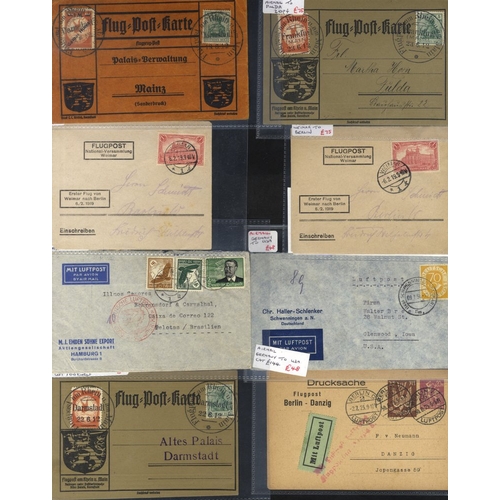 467 - 1912 MANNHEIM FLIGHT PPC Rhein-Main cards (2) cancelled Frankfurt or Darmstadt plus scarce 'Gelber H... 