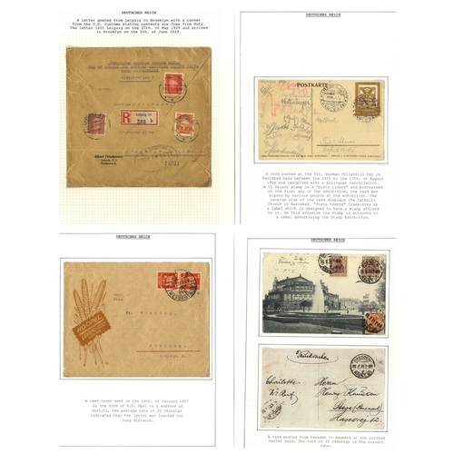 478 - 1920's-30's Germania frankings (40pf tete-beche booklet block noted) with postcards & commercial cov... 