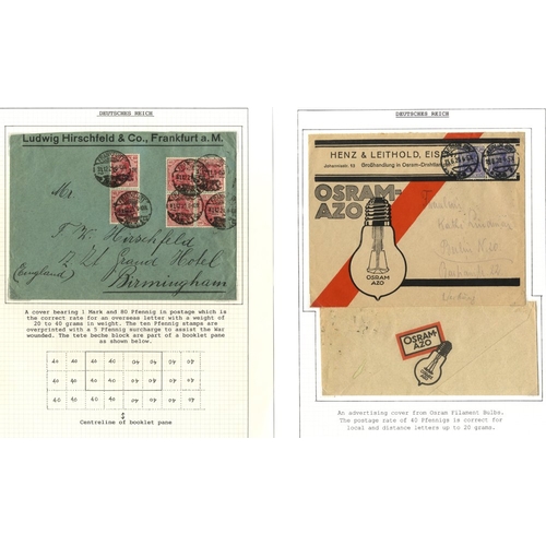 478 - 1920's-30's Germania frankings (40pf tete-beche booklet block noted) with postcards & commercial cov... 