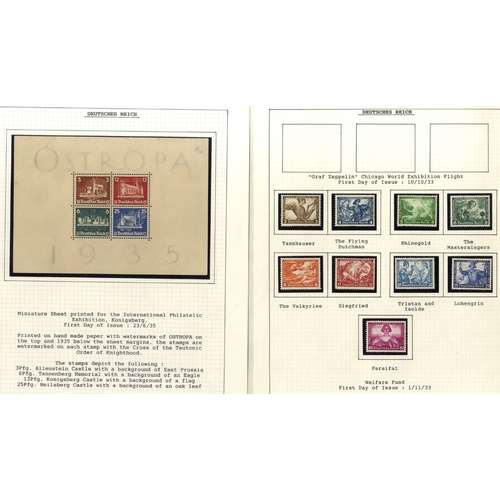 483 - 1923-44 mainly M range on leaves incl. 1923 8t on 30pf with inverted '8' UM in block of four with th... 