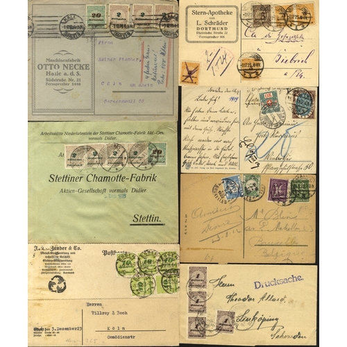 484 - INFLATION PERIOD postal history (11) noted Dec 1923 usages for 1st (2), 3rd mixed franking, card and... 