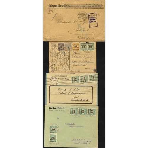 484 - INFLATION PERIOD postal history (11) noted Dec 1923 usages for 1st (2), 3rd mixed franking, card and... 