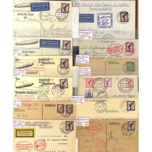 487 - 1930 group of Zeppelin postcards mainly with 1m stamps, showing a variety of cachets & cancellations... 