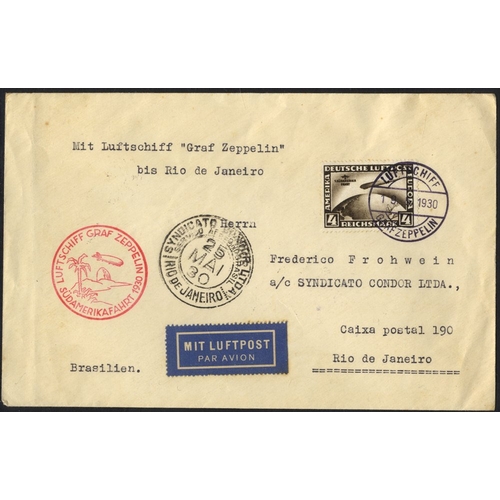 490 - 1930 S. America Zeppelin flight 4m on plain envelope from Friedrichshafen to Brazil with special fli... 