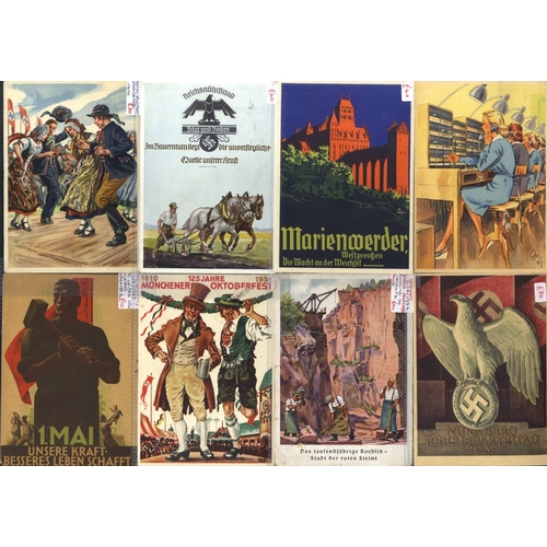 492 - THIRD REICH propaganda postcards miscellany - 1930s folk & festival subjects, town commemorations, W... 