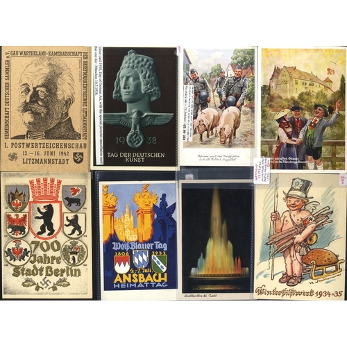 492 - THIRD REICH propaganda postcards miscellany - 1930s folk & festival subjects, town commemorations, W... 