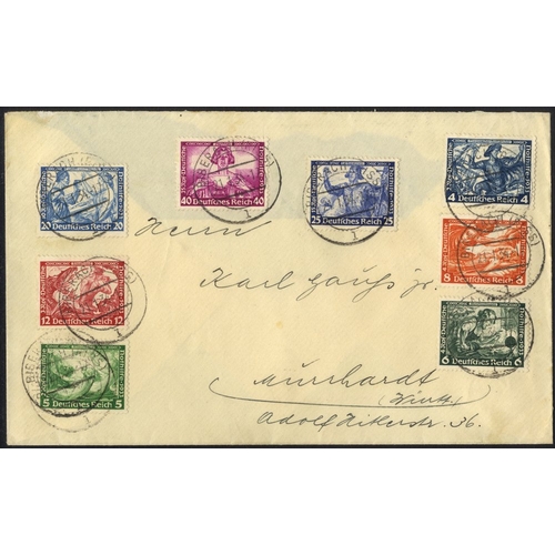 502 - 1934 (Jan) plain envelope with Wagner issue 4pf - 40pf (SG.514-521), VFU attractive item.