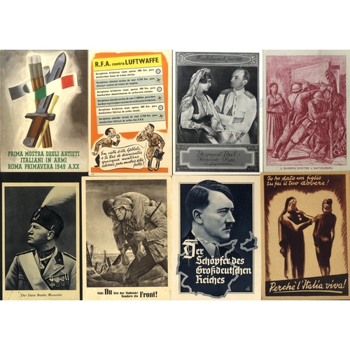 520 - THIRD REICH propaganda postcards: foreign leaders incl. Mussolini (4) plus Italian propaganda (3), H... 