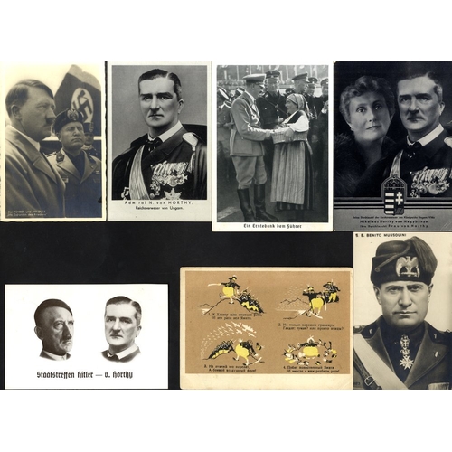 520 - THIRD REICH propaganda postcards: foreign leaders incl. Mussolini (4) plus Italian propaganda (3), H... 