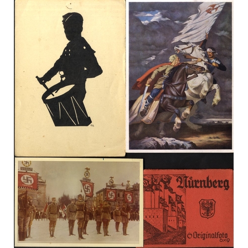 521 - THIRD REICH range of covers/cards incl. tiny booklet showing pictures of Hitler etc, Nurnberg Rally ... 