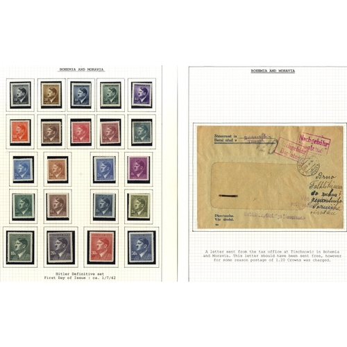 529 - BOHEMIA & MORAVIA 1939-44 M & U collection on display leaves incl. 1939 Ovpt set (Cat. £55), 1939-40... 