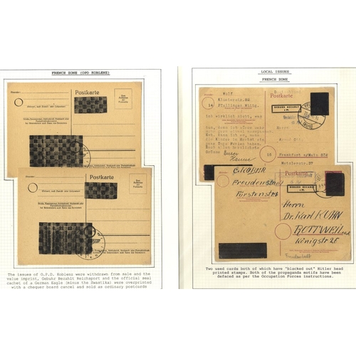 539 - 1945-49 collection written up on exhibition display leaves, incl. British & American Zones, French, ... 