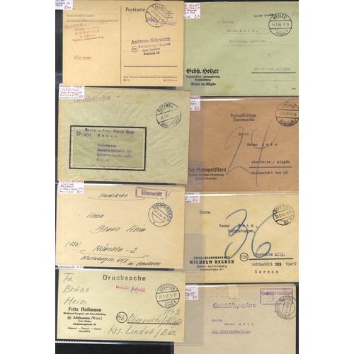 542 - ALLIED OCCUPATION stampless cash-paid covers c1945-47 with a wide variety of Gebuhr Bezahlt and si... 