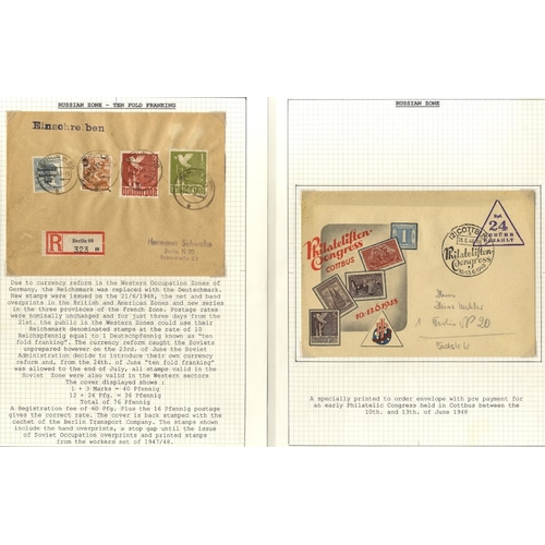 548 - RUSSIAN ZONE extensive 1948 h/stamped zone collection, mainly on ranges of Hitler head issues or Thi... 