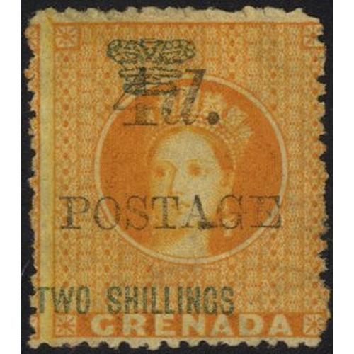 576 - 1888 4d on 2s orange showing 'first S in SHILLINGS inverted' variety, unused, SG.41c. (1) Cat. £500