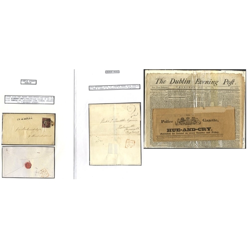 604 - Miscellany incl. pre-stamp covers (14) good blue 'paid at Ballymena' noted, 1845 'Temple St' (Dublin... 