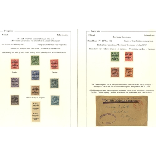 606 - 1922 overprints mainly M collection on leaves with vals to 2/6d incl. Proof pairs of the first & sec... 