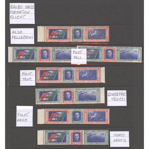 615 - 1933 Balbo Ait triptych strip collection, comprising sets inscribed BISE, CALO, DENI, PELL, TEUC, AR... 