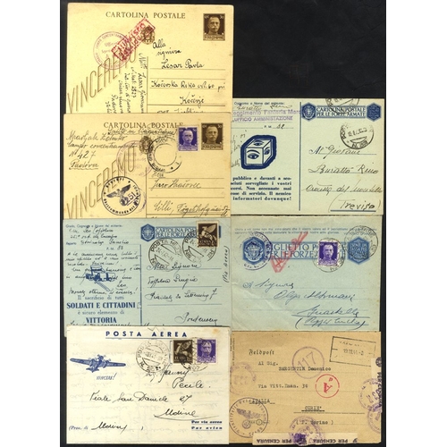 618 - WWII Italian Military, small binder with group of Italian fieldpost cards, some identified locations... 