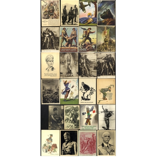 619 - WWII propaganda PPC's, attractive group of U & unused postcards, mainly drawn propaganda types, some... 