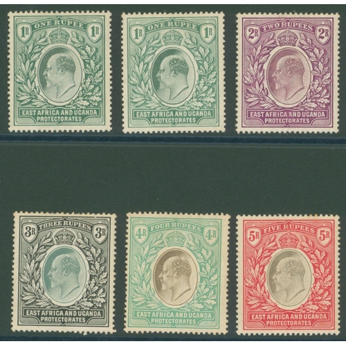 630 - EAST AFRICA & UGANDA 1904-07 MCCA 1r (2 shades), 2r, 3r, 4r & 5r M, SG.26/30, Cat. £500 (6)