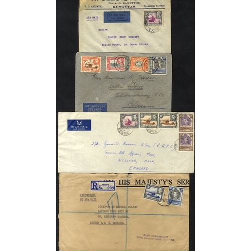 642 - 20thC KGV-KGVI covers with K.U.T or Kenya & Uganda vals, some airmails, WWIi 1943-45 covers to Italy... 