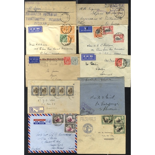 642 - 20thC KGV-KGVI covers with K.U.T or Kenya & Uganda vals, some airmails, WWIi 1943-45 covers to Italy... 