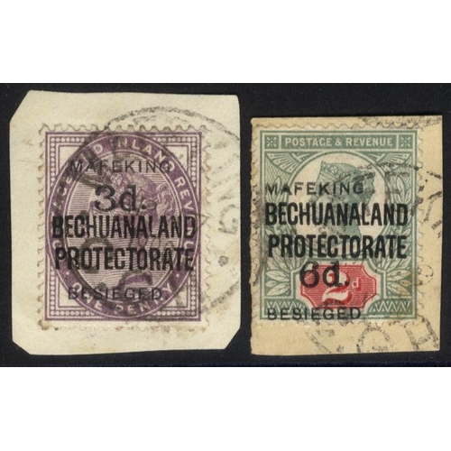 655 - 1900 3d on 1d lilac, tied to small piece by Mafeking c.d.s, SG.12, also 6d on 2d green & carmine, ti... 