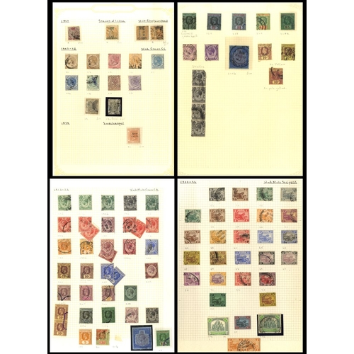 657 - Collection M & U on leaves from Straits Settlements incl. 1867 2c on 1a, 8c on 2a, 32c on 2c U - mix... 