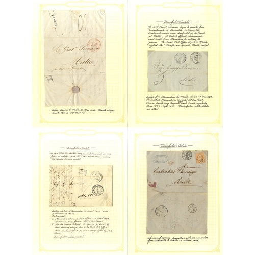 658 - 1700-1865 early covers incoming or internal (14) incl. 1700 from Paris, a number from Egypt, disinfe... 