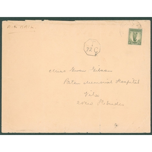 683 - 1953 incoming mail from Australia, franked 1s lyrebird, tied Melbourne c.d.s. (faint strike), obvers... 