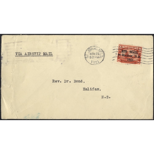 704 - 1921 cover cancelled NOV.25.1921 that was on the ill-fated Botwood to Halifax flight, the stamp, wit... 