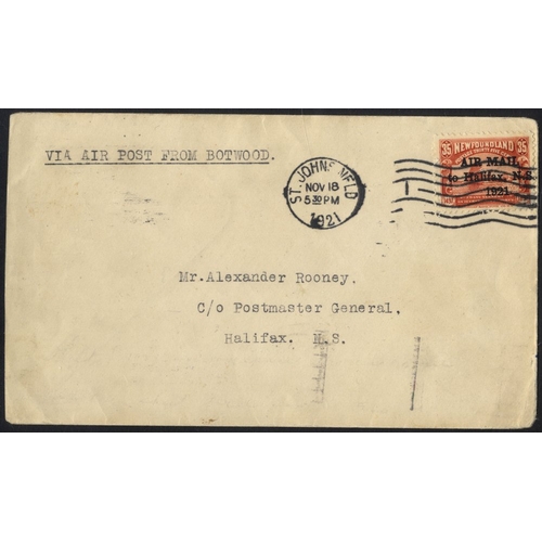 705 - 1921 cover cancelled NOV.25.1921 that was on the ill-fated Botwood to Halifax flight, the stamp, wit... 