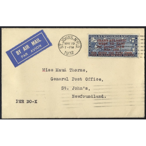 713 - 1932 cover with a $1.50 on $1 that was issued for the Dornier DO-X flight to England & Berlin, cance... 