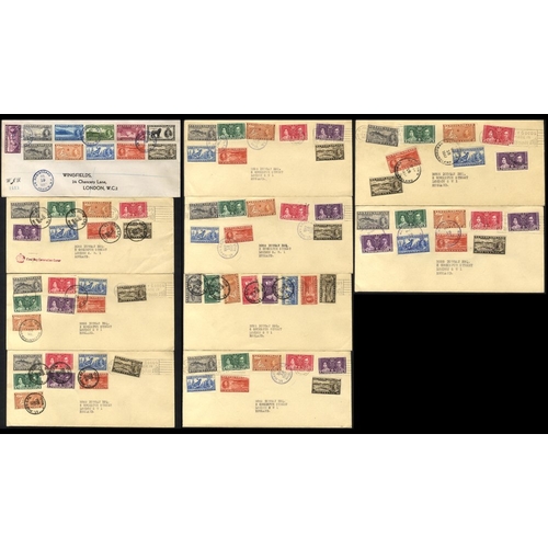 716 - 1937 Coronation covers (10), one with a full set, the other nine with vals to 10c (8 stamps) with a ... 