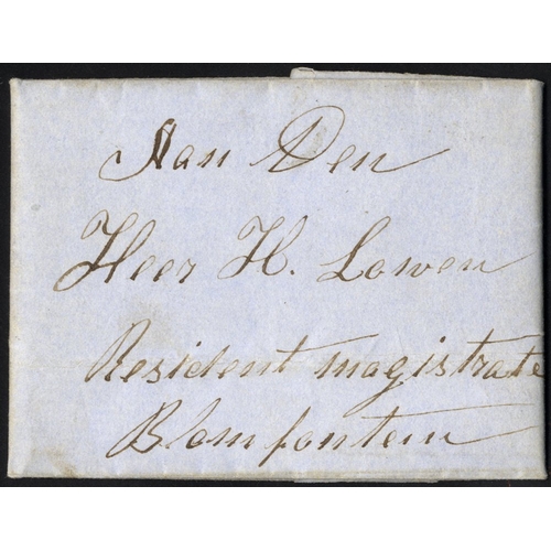 741 - 1852 (12 Apr) entire letter carried privately from Merrefontein addressed to Hector Lowen, captain o... 