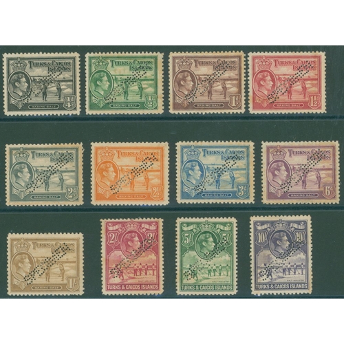 1085 - 1938-45 Defin perf SPECIMEN (12 vals) to 10s (excl. 1x 6d & 1s), part o.g toned gum, SG.194s/205s, C... 