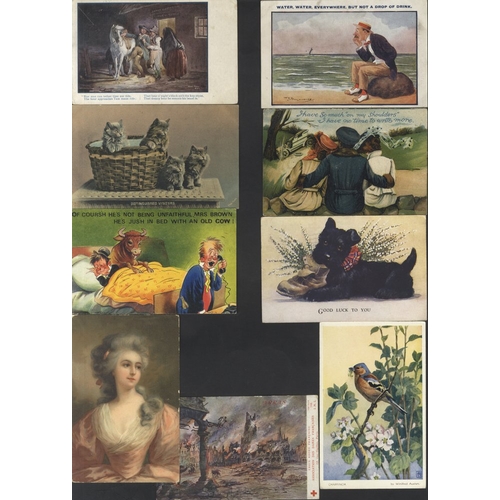 158 - MISCELLANEOUS range incl. comic, greetings, Bamforth, cats, flowers etc. (1000)