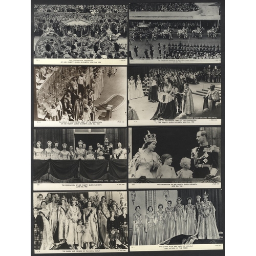 159 - ROYALTY 1953 Coronation collection of cards (56) and larger photos (4), all showing Coronation Proce... 